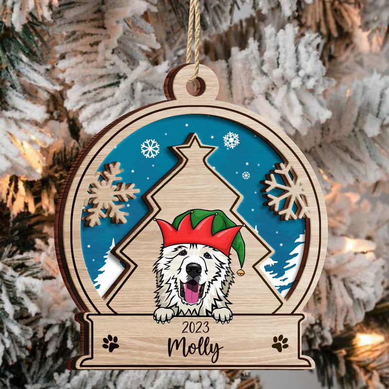 Snowball Dog - Christmas Gift, Dog Lovers - Personalized 2-Layered Wooden Ornament