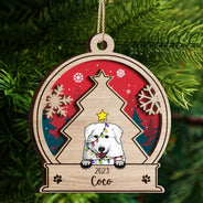 Snowball Dog - Christmas Gift, Dog Lovers - Personalized 2-Layered Wooden Ornament
