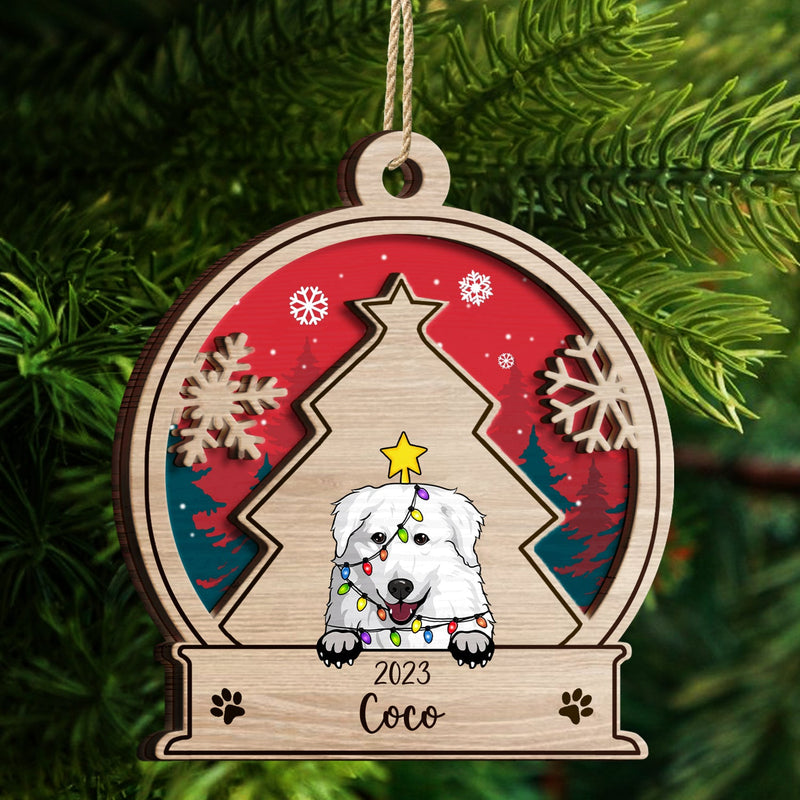 Snowball Dog - Christmas Gift, Dog Lovers - Personalized 2-Layered Wooden Ornament