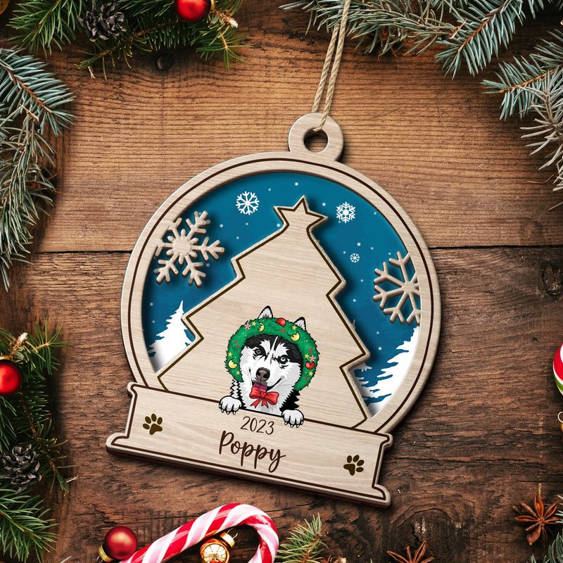 Snowball Dog - Christmas Gift, Dog Lovers - Personalized 2-Layered Wooden Ornament