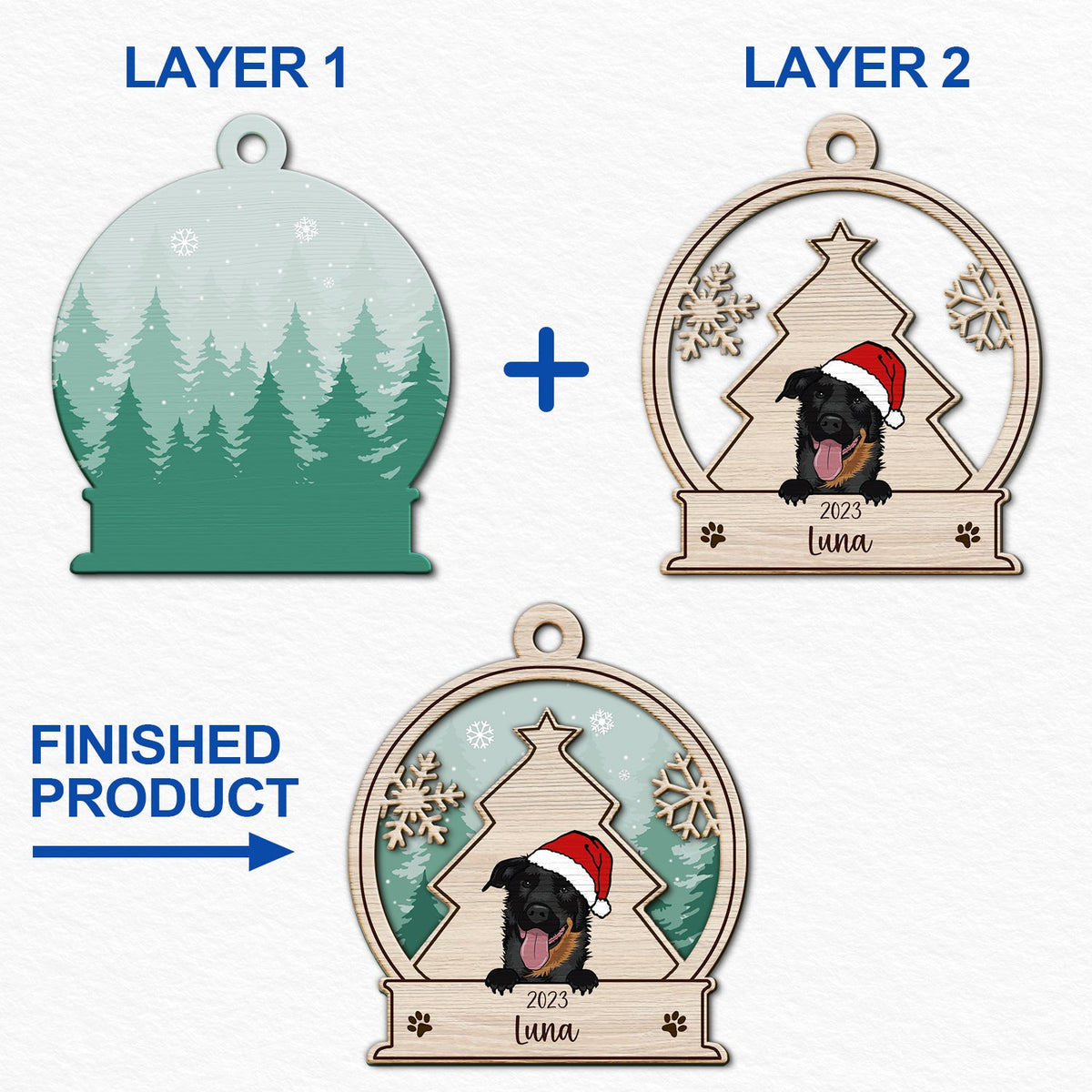 Snowball Dog - Christmas Gift, Dog Lovers - Personalized 2-Layered Wooden Ornament
