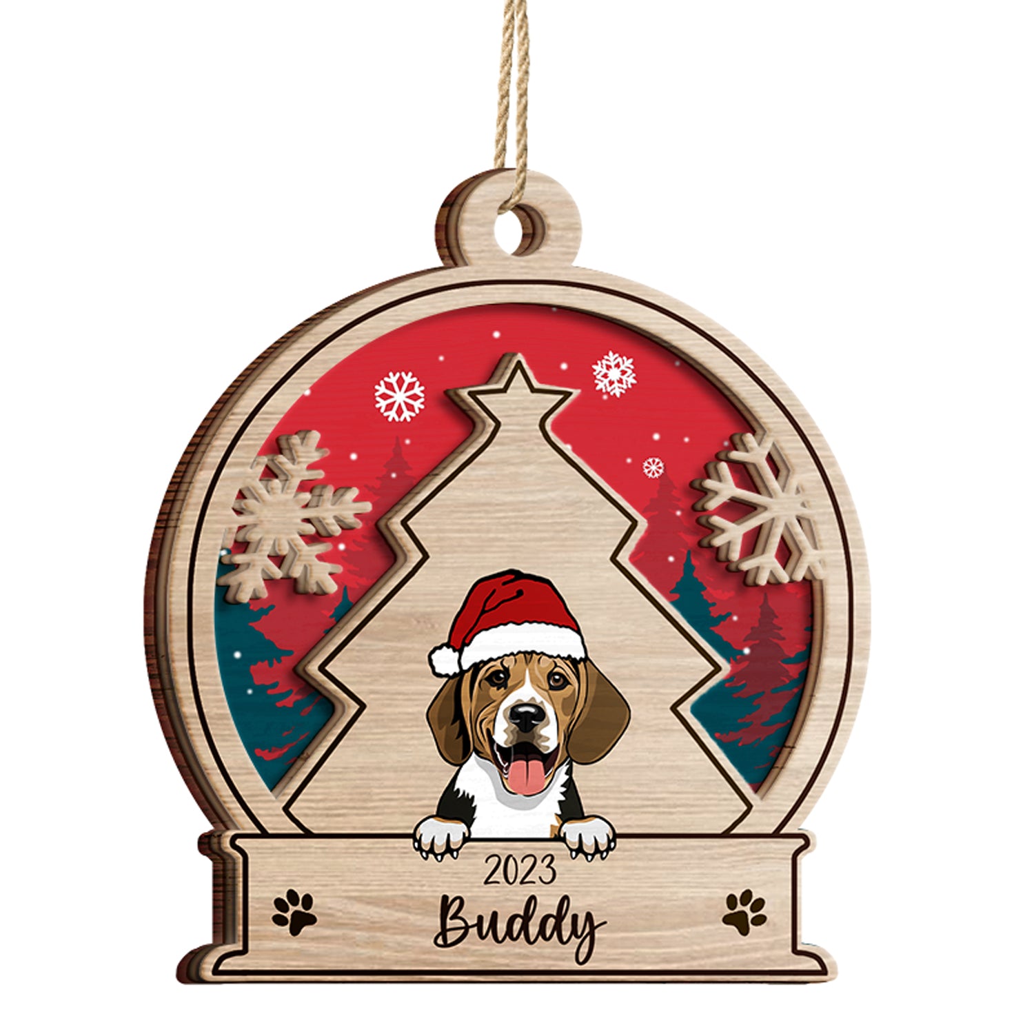Snowball Dog - Christmas Gift, Dog Lovers - Personalized 2-Layered Wooden Ornament