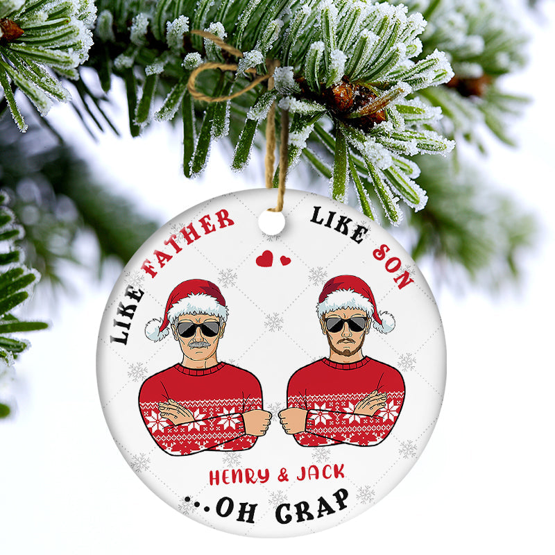 Family Gift Like Father Like Daughter - Personalized Custom Circle Ceramic Ornament