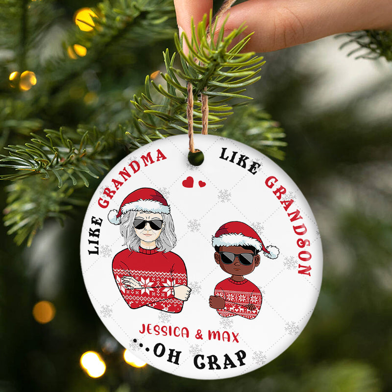 Family Gift Like Father Like Daughter - Personalized Custom Circle Ceramic Ornament