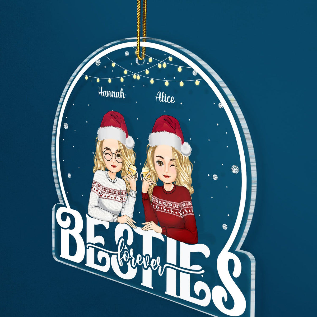 Besties Forever - Cadeau de Noël pour les meilleures amies - Décoration en acrylique personnalisée