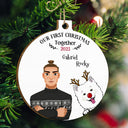 Our First Christmas Together - Christmas Gift For Dog Lovers - Personalized Custom Shaped Wooden Ornament