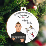 Our First Christmas Together - Christmas Gift For Dog Lovers - Personalized Custom Shaped Wooden Ornament