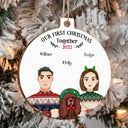 Our First Christmas Together - Christmas Gift For Dog Lovers - Personalized Custom Shaped Wooden Ornament