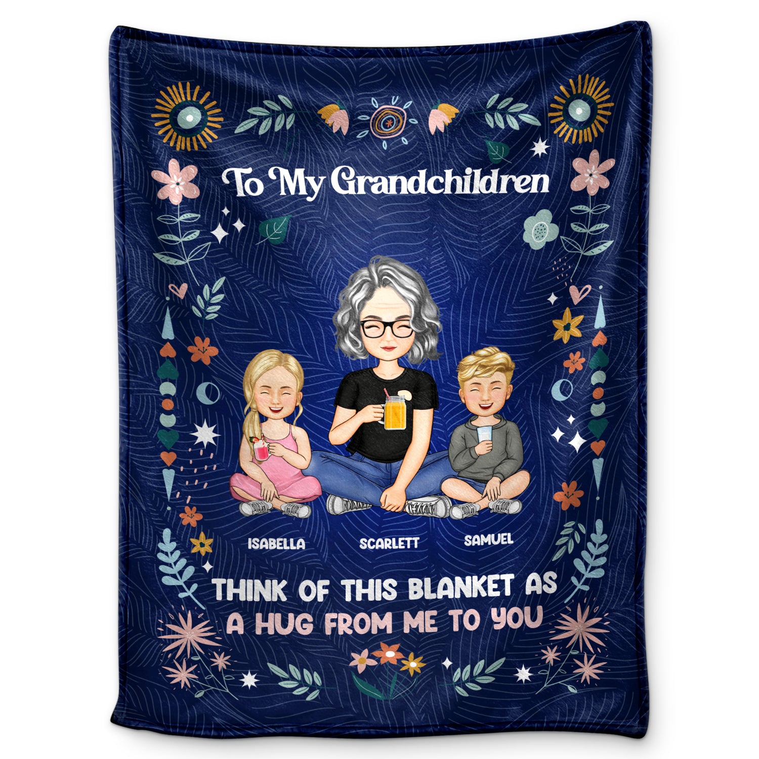 Grandma Mother Think Of This Blanket - Gift For Granddaughter, Grandson, Kids - Personalized Fleece Blanket