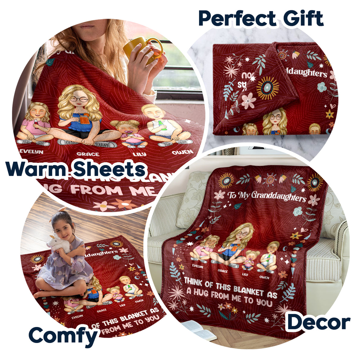 Grandma Mother Think Of This Blanket - Gift For Granddaughter, Grandso ...