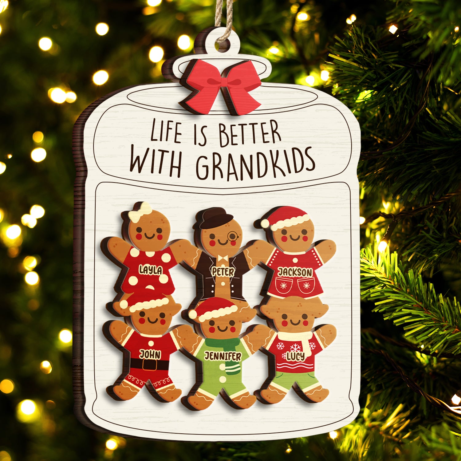 Gingerbread Life Is Better With Grandkids - Christmas, Gift For Grandparent - Personalized 2-Layered Wooden Ornament