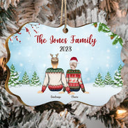 Back Family Snow - Christmas, Gift For Family - Personalized Medallion Wooden Ornament