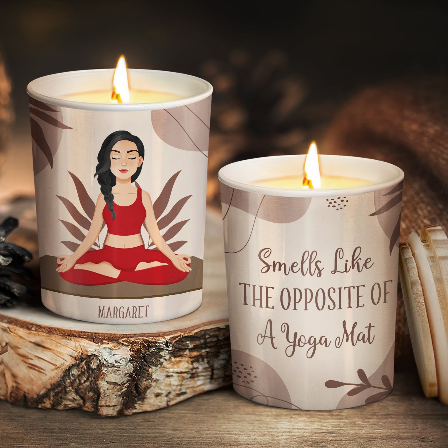 Opposite Of A Yoga Mat - Gift For Yoga Lovers - Personalized Scented Candle With Wooden Lid