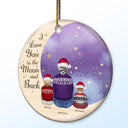 Grandma Mother I Love You To The Moon - Christmas, Gift For Granddaughter, Grandson, Kids - Personalized Circle Ceramic Ornament