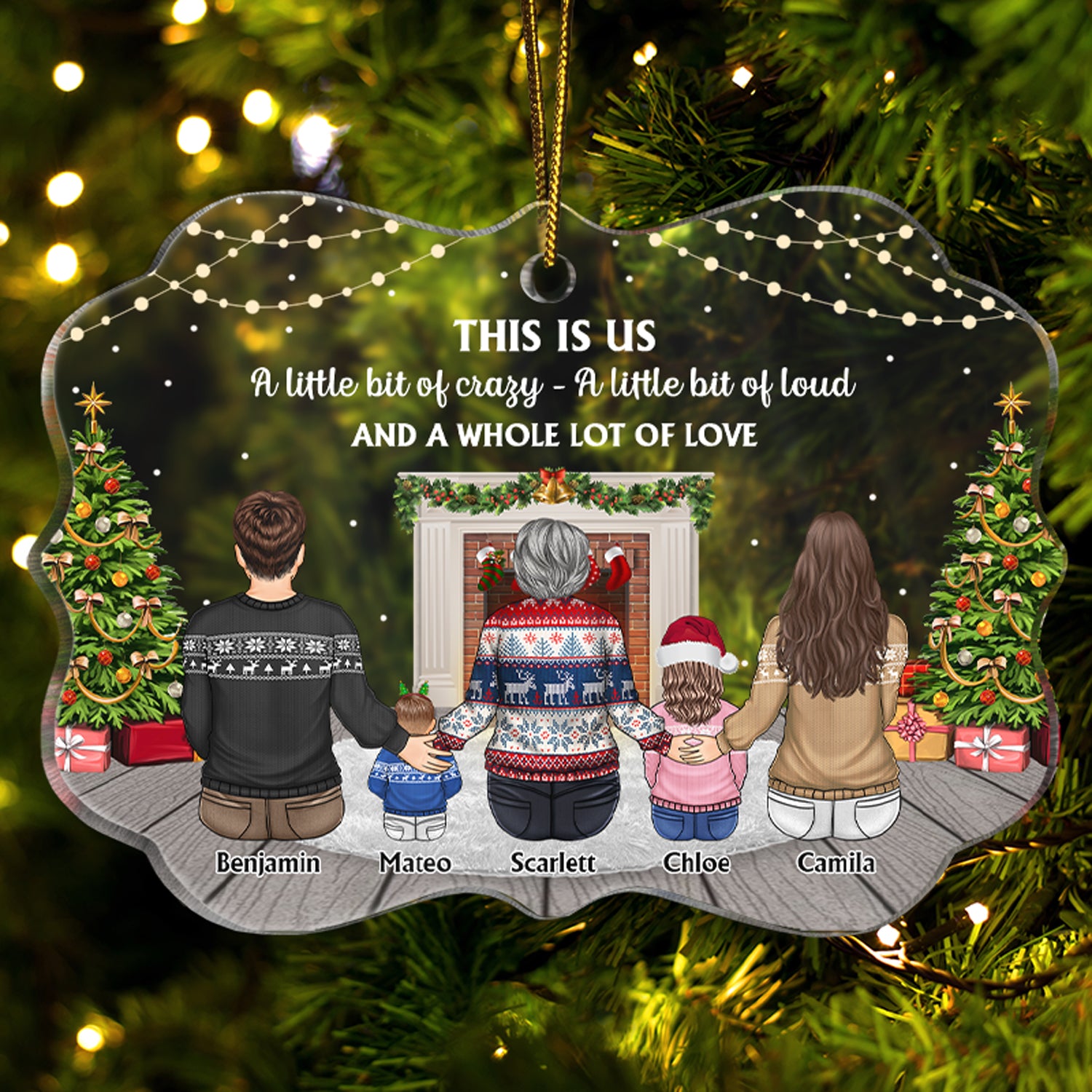 This Is Us A Little Bit Of Crazy - Christmas, Gift For Family - Personalized Medallion Acrylic Ornament