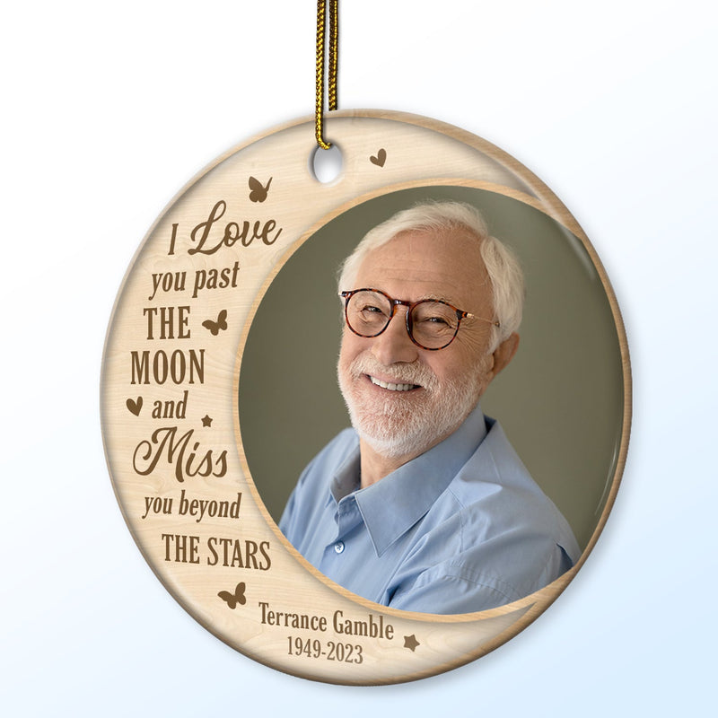 Custom Photo Miss You Beyond The Stars - Christmas, Memorial Gift - Personalized Circle Ceramic Ornament