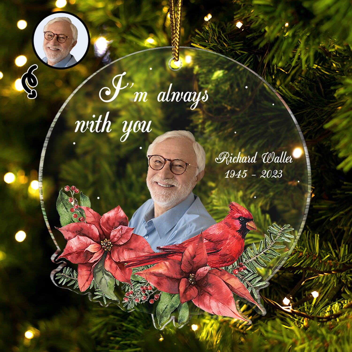 Custom Photo Cardinals I'm Always With You - Memorial Gift - Personalized Custom Shaped Acrylic Ornament
