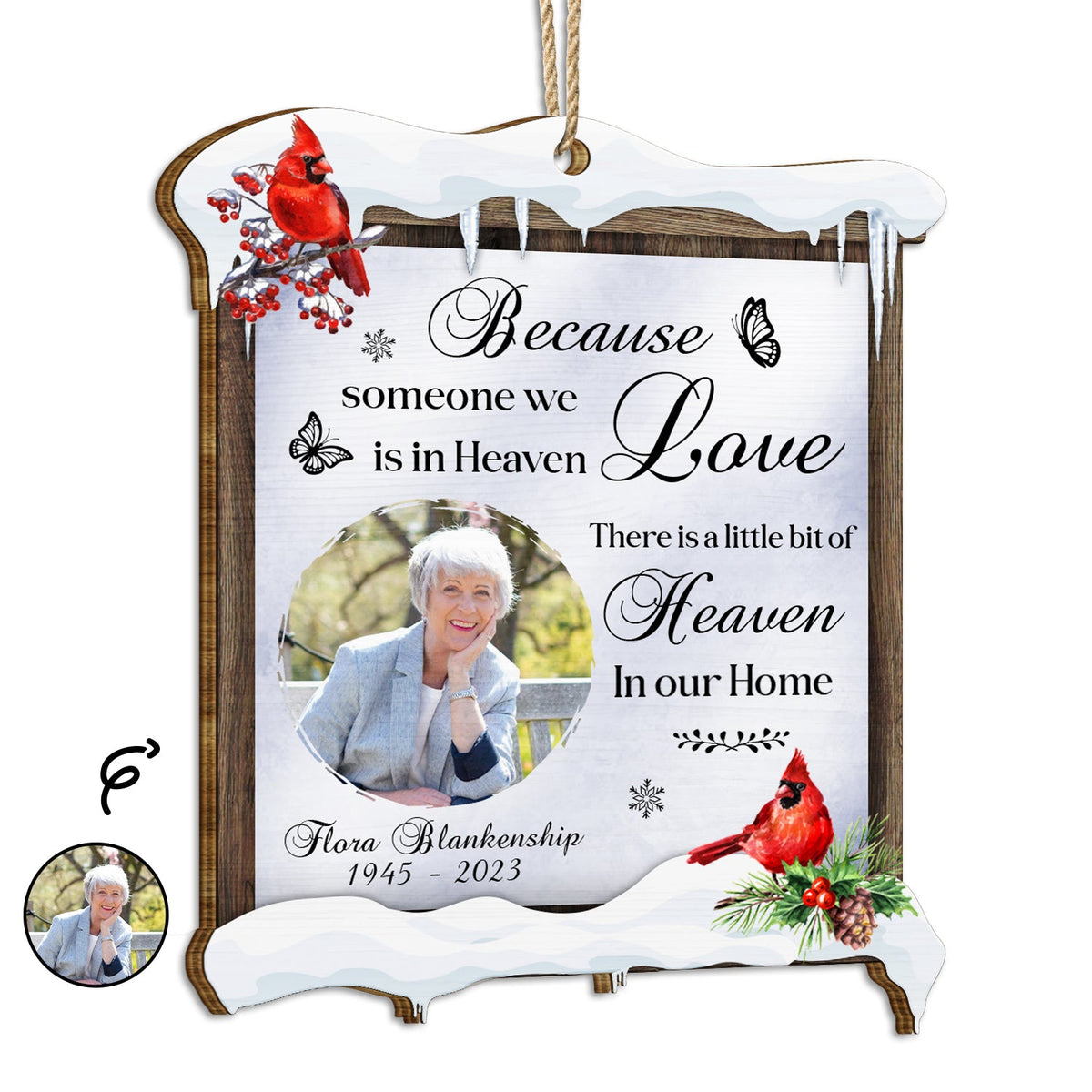 Custom Photo In Loving Memory - Christmas, Memorial Gift - Personalized Custom Shaped Wooden Ornament