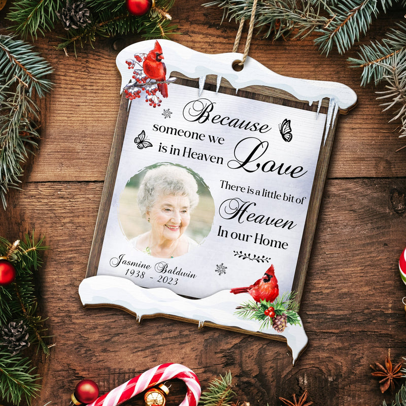Custom Photo In Loving Memory - Christmas, Memorial Gift - Personalized Custom Shaped Wooden Ornament