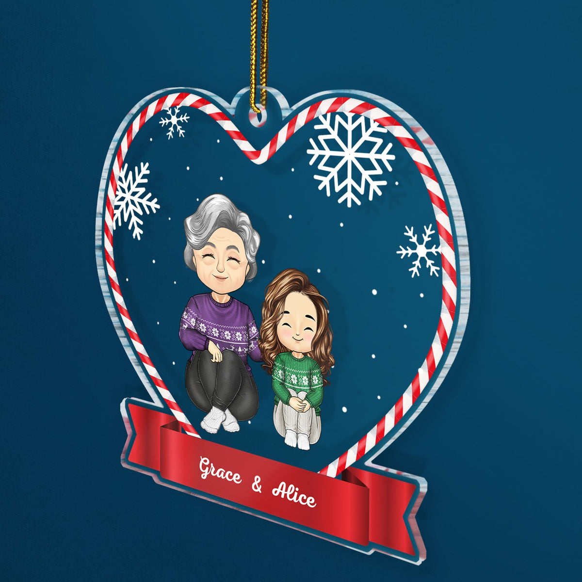 Christmas Grandma Mom Grandkids Kids - Gift For Granddaughter, Grandson - Personalized Custom Shaped Acrylic Ornament