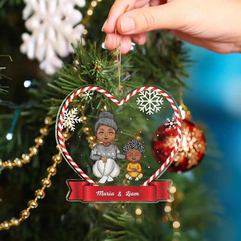 Christmas Grandma Mom Grandkids Kids - Gift For Granddaughter, Grandson - Personalized Custom Shaped Acrylic Ornament