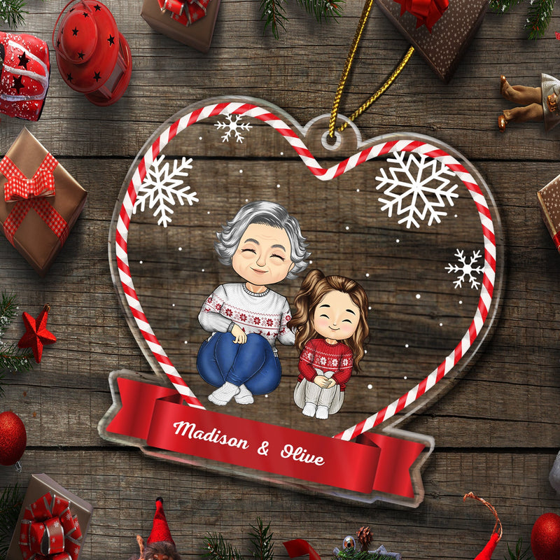 Christmas Grandma Mom Grandkids Kids - Gift For Granddaughter, Grandson - Personalized Custom Shaped Acrylic Ornament