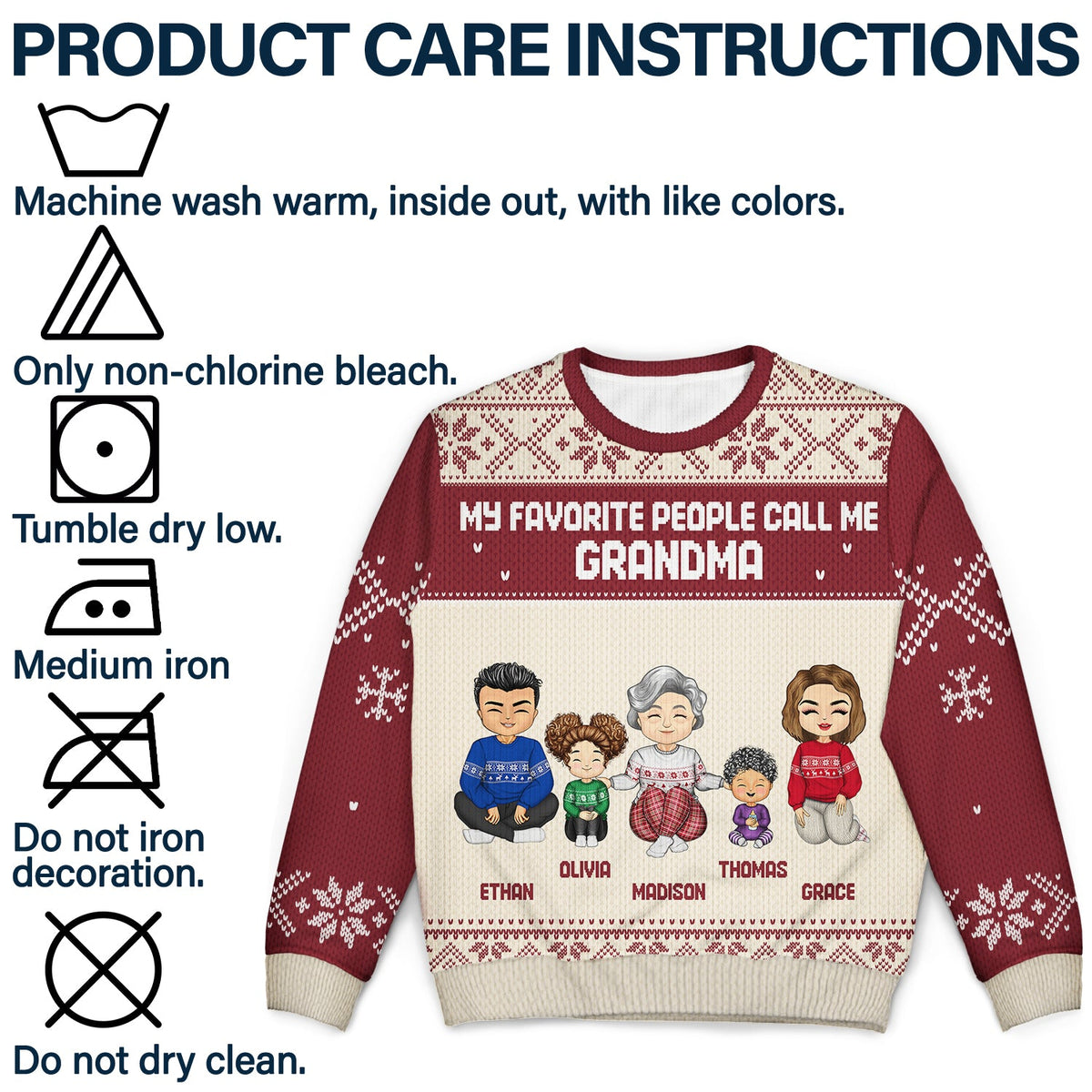 My Favorite People Call Me - Christmas Gift For Grandma, Mom - Personalized Unisex Ugly Sweater