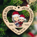 Grandkid I Love You Forever & Always - Christmas Gift For Grandma, Grandpa - Personalized Wooden Cutout Ornament