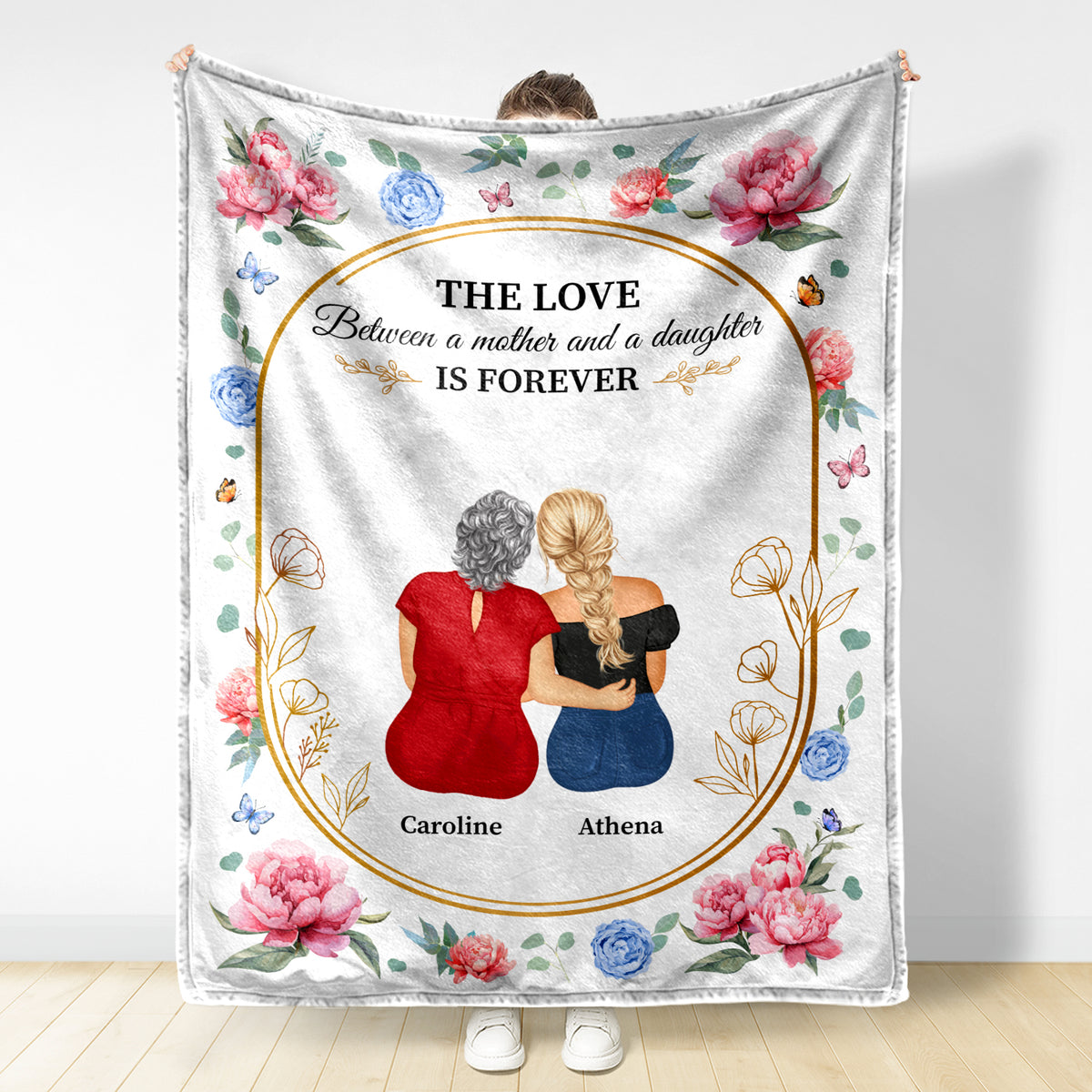 Personalized Fleece Blanket - Mother and Daughter Forever Linked