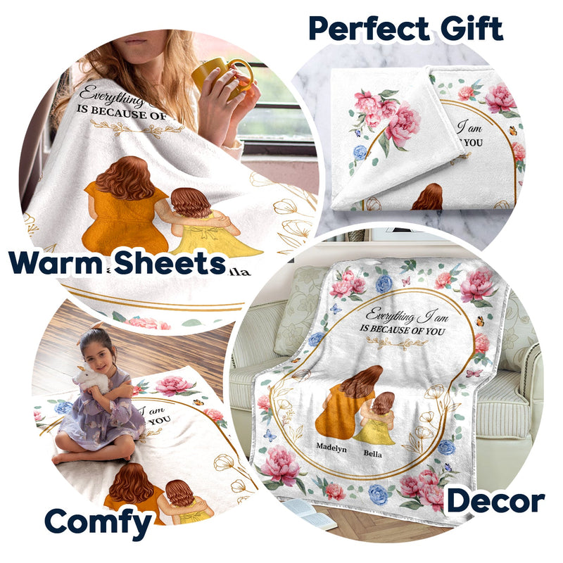 Mère et fille liées à jamais - Cadeau d'amour pour maman - Couverture polaire personnalisée