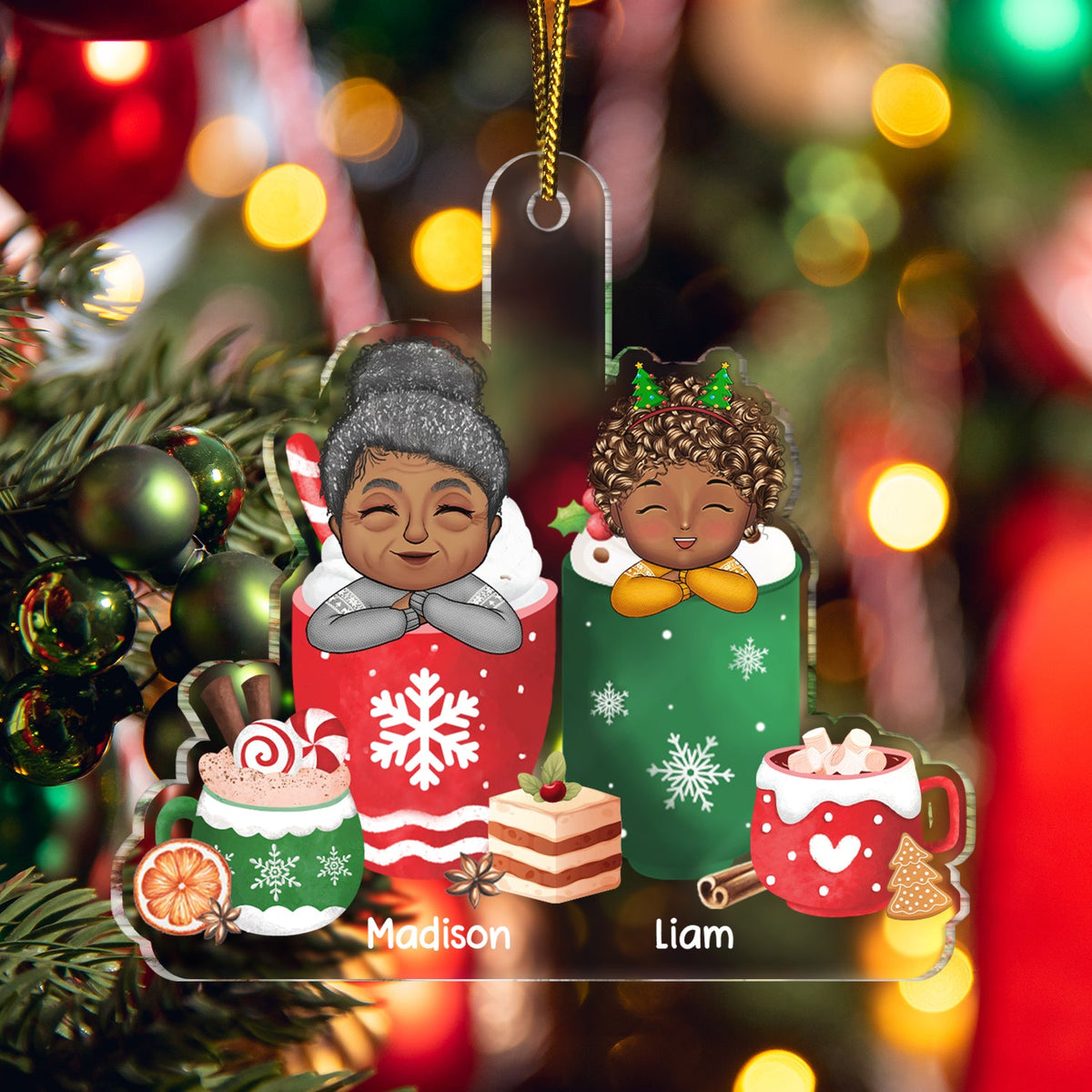 Tasses pour grand-mère, grand-père et petit-enfant - Cadeau pour petits-enfants et enfants - Décoration acrylique découpée personnalisée