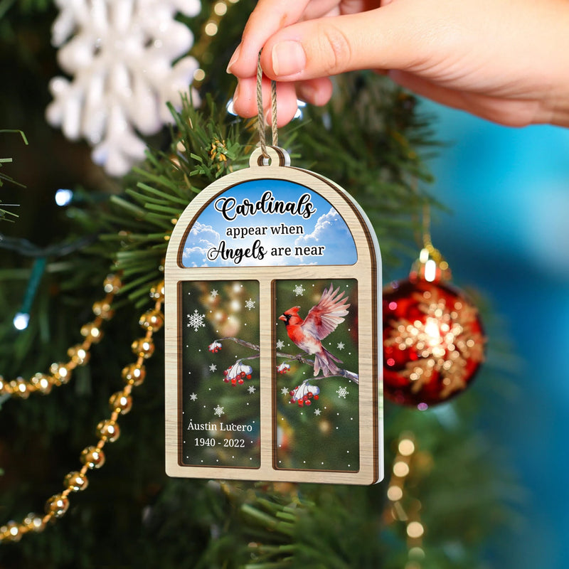 Cardinals Appear When Angels Are Near - Christmas, Memorial Gift - Personalized 2-Layered Mix Ornament