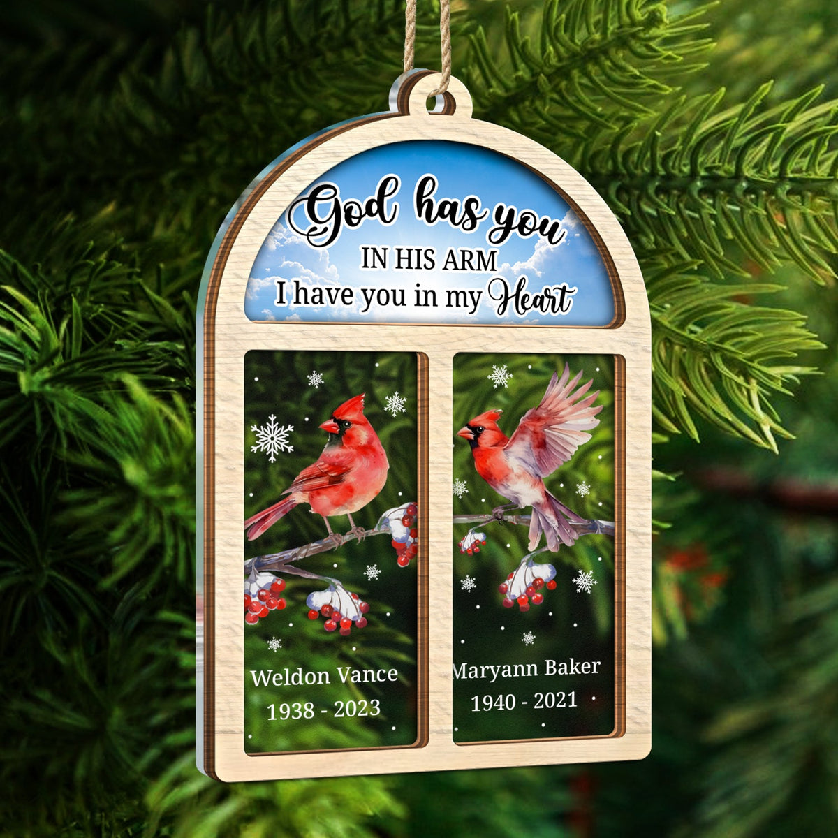 Cardinals Appear When Angels Are Near - Christmas, Memorial Gift - Personalized 2-Layered Mix Ornament