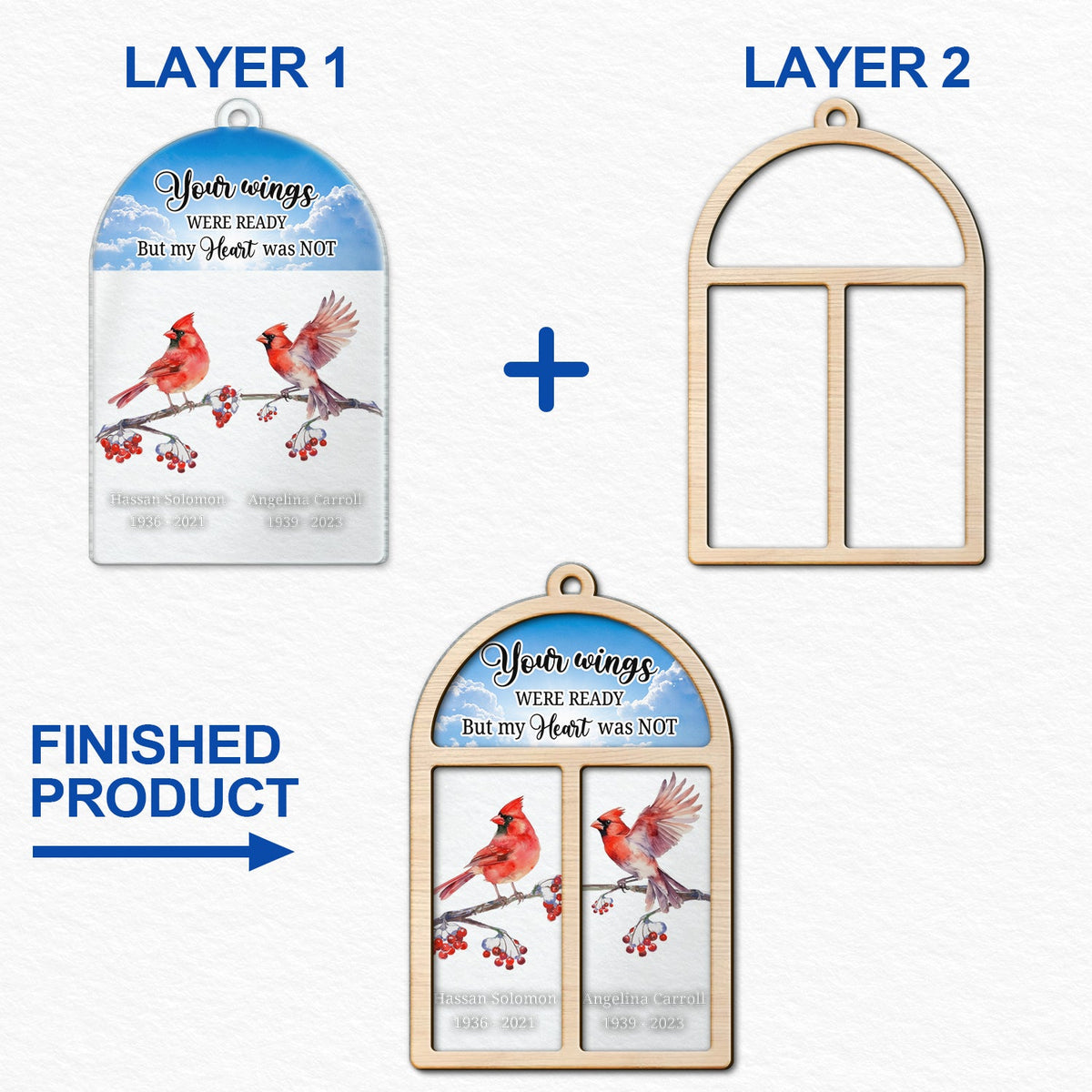 Cardinals Appear When Angels Are Near - Christmas, Memorial Gift - Personalized 2-Layered Mix Ornament