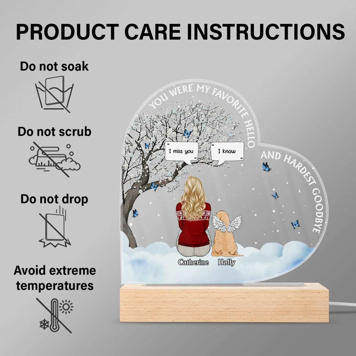 You Were My Favorite Hello And Hardest Goodbye - Memorial Gift For Pet Lovers - Personalized 3D Led Light Wooden Base