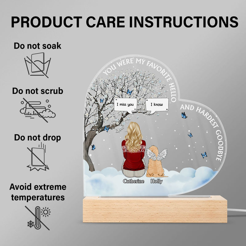 You Were My Favorite Hello And Hardest Goodbye - Memorial Gift For Pet Lovers - Personalized 3D Led Light Wooden Base