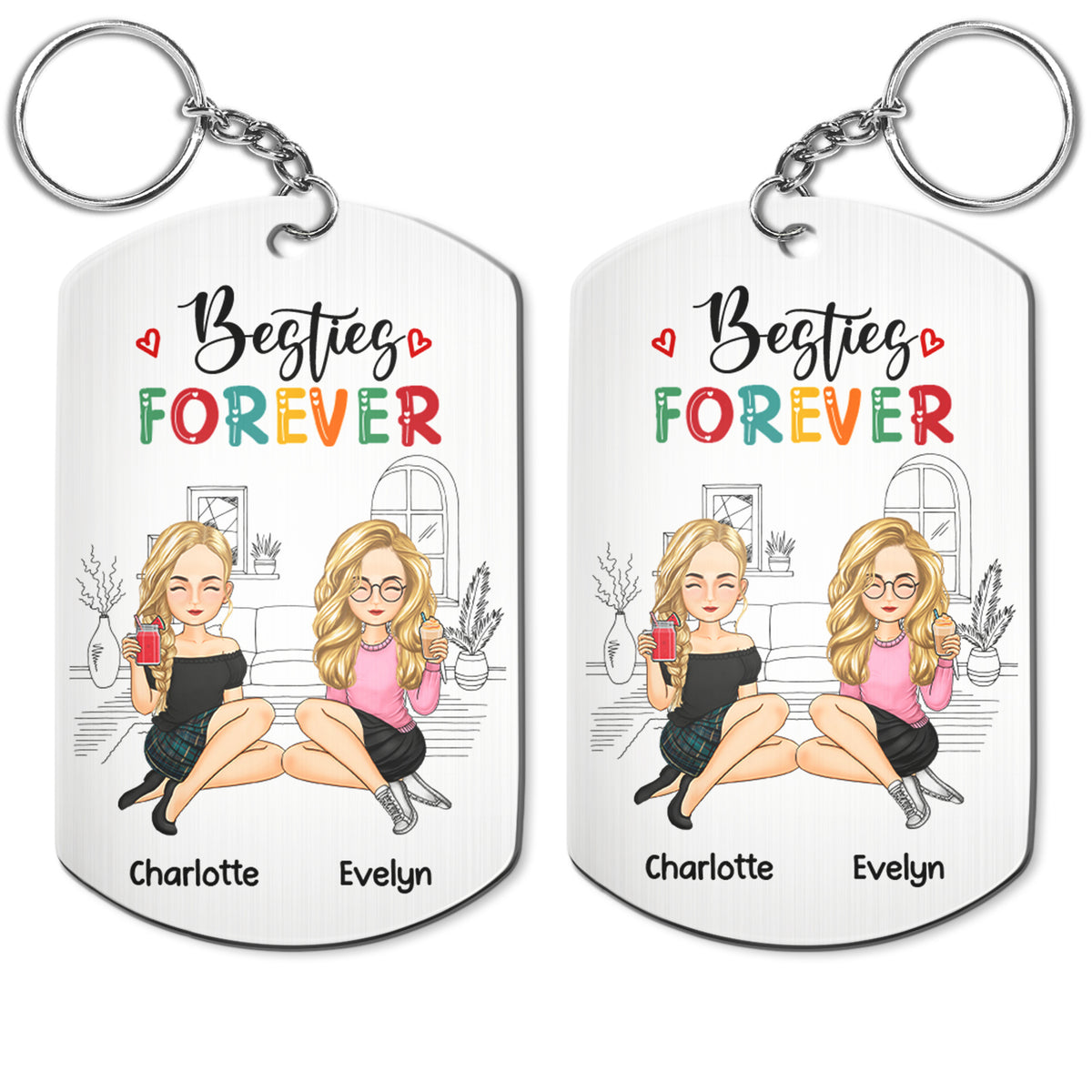 Besties Forever - Gift For Besties - Personalized Aluminum Keychain 