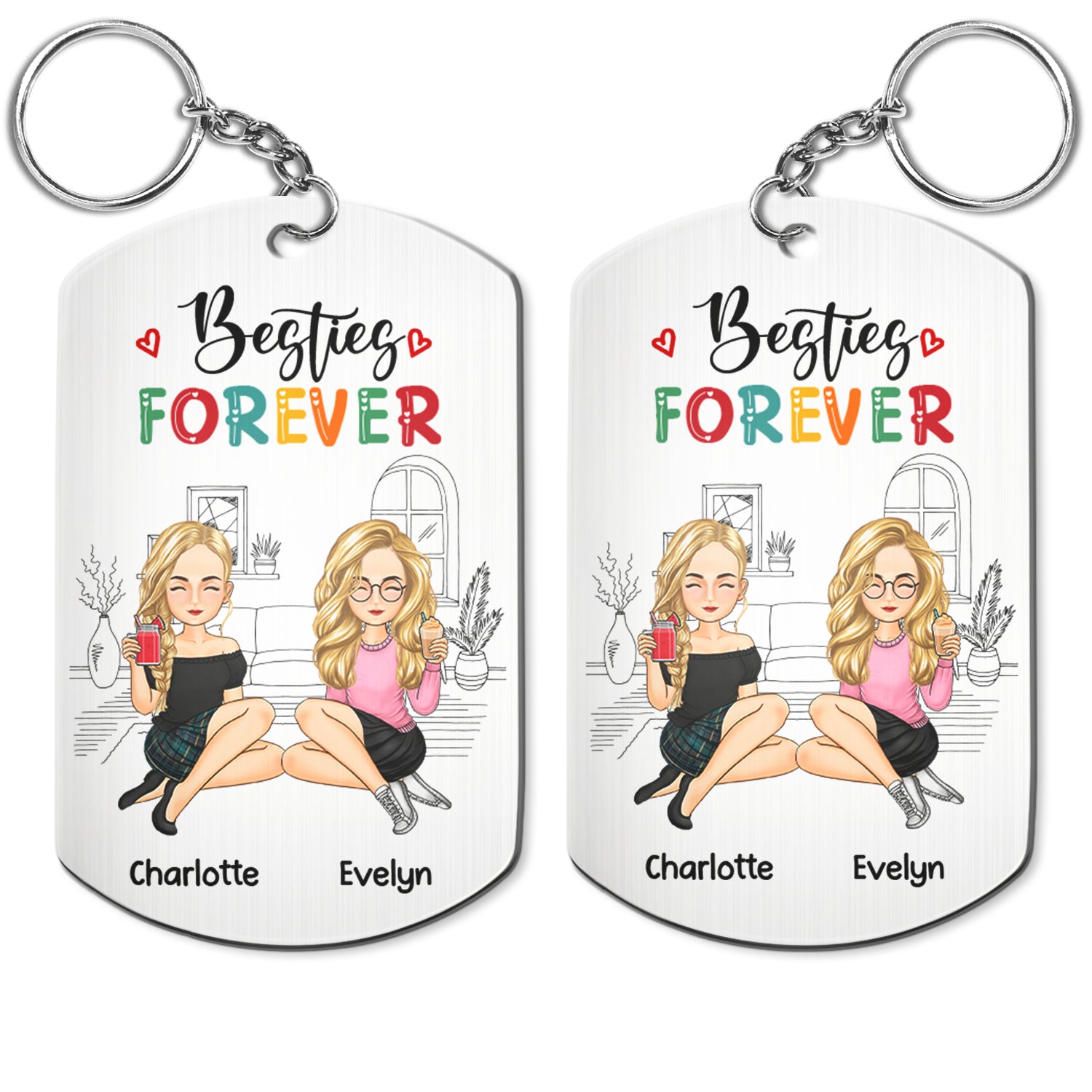 Besties Forever - Gift For Besties - Personalized Aluminum Keychain