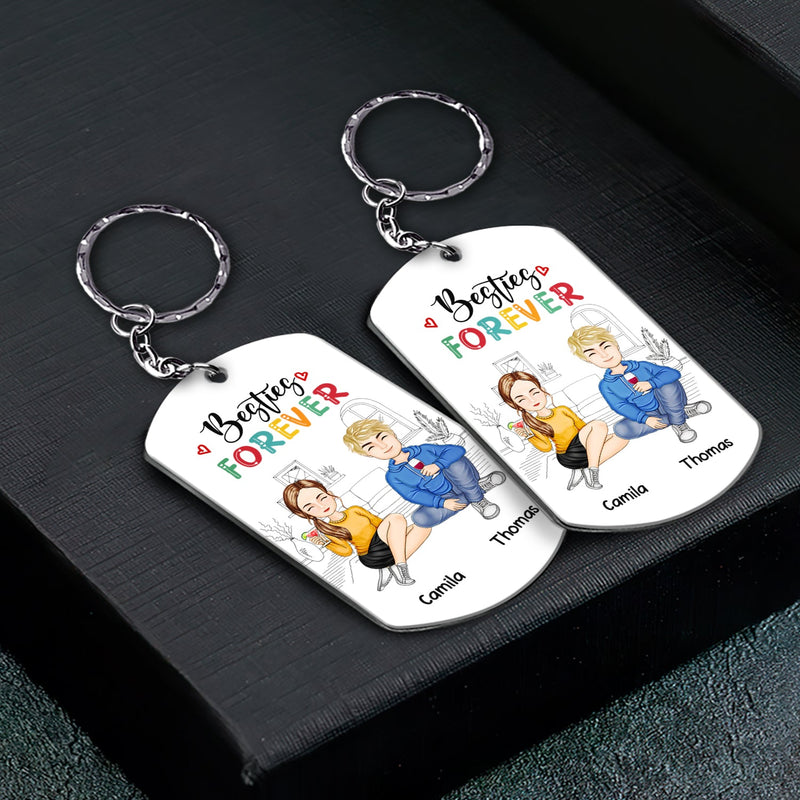 Besties Forever - Gift For Besties - Personalized Aluminum Keychain