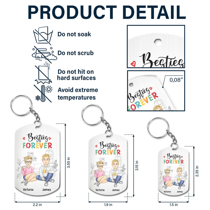 Besties Forever - Gift For Besties - Personalized Aluminum Keychain
