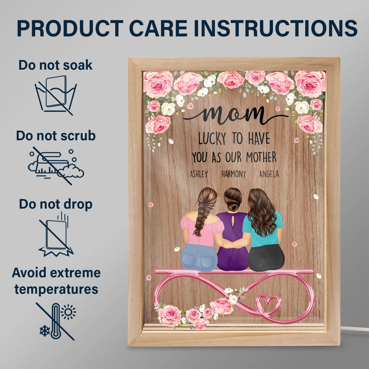 Mom Everything I Am Is Because Of You - Gift For Mother - Personalized Picture Frame Light Box