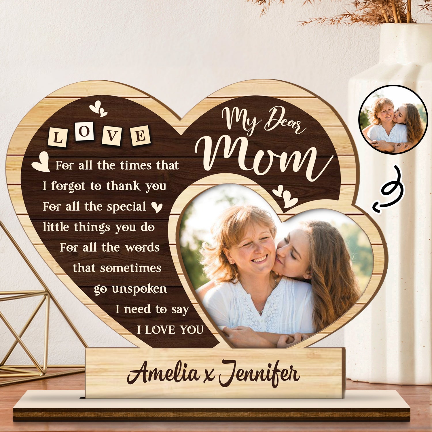 Custom Photo Mom I Need To Say I Love You - Gift For Mother - Personalized Custom Shaped 2-Layered Wooden Plaque