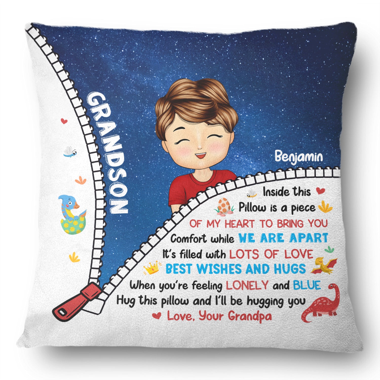 Hug This Pillow And I'll Be Hugging You - Gift For Granddaughter, Grandson, Kids - Personalized Pillow