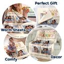 Custom Photo Grandma I Love You To The Moon And Back - Gift For Grandma - Personalized Fleece Blanket