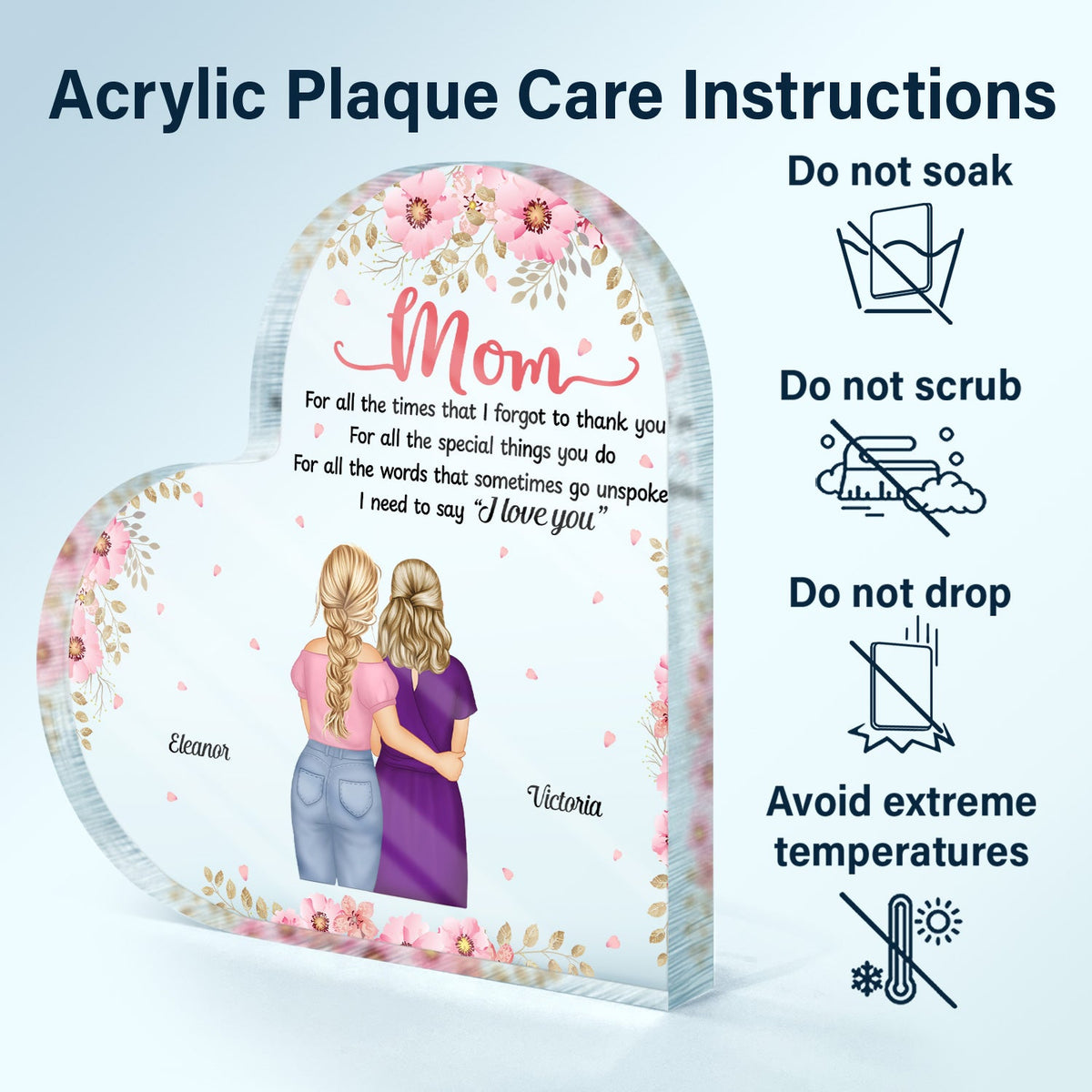 Mom For All The Times I Forgot To Thank You - Gift For Mother - Personalized Heart Shaped Acrylic Plaque