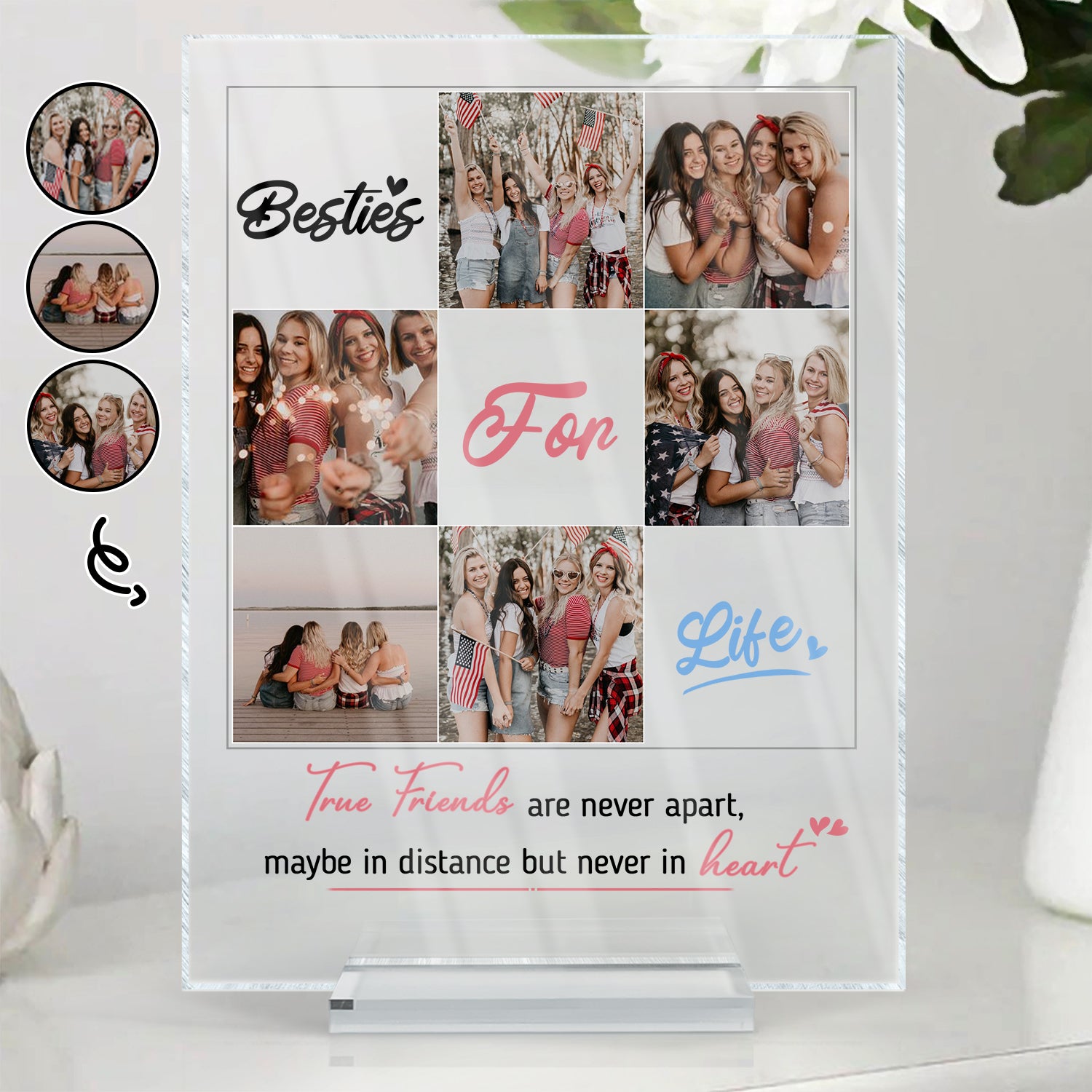 Custom Photo Besties For Life - Gift For Bestie - Personalized Vertical Rectangle Acrylic Plaque