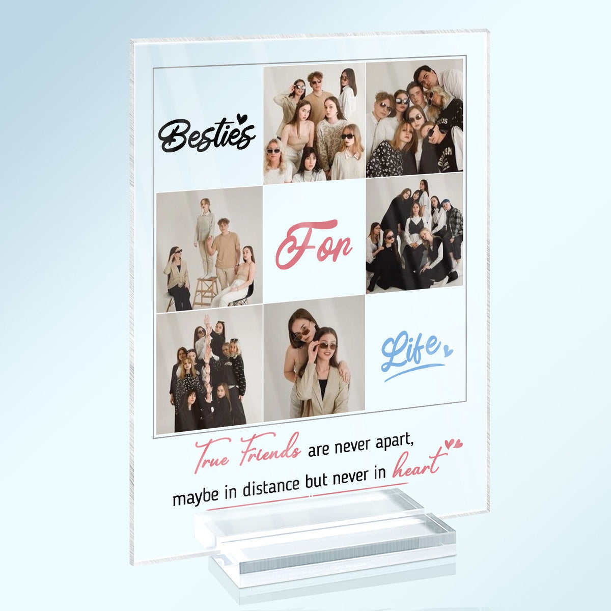 Custom Photo Besties For Life - Gift For Bestie - Personalized Vertical Rectangle Acrylic Plaque