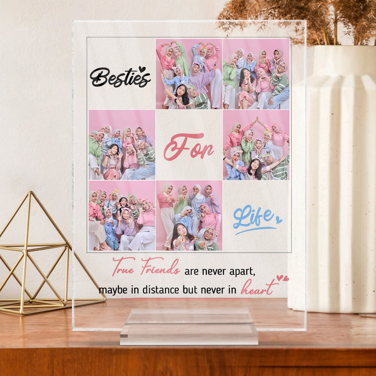 Custom Photo Besties For Life - Gift For Bestie - Personalized Vertical Rectangle Acrylic Plaque