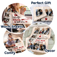 Custom Photo Best Fur Mom Dad Ever - Gift For Pet Lovers - Personalized Fleece Blanket, Sherpa Blanket