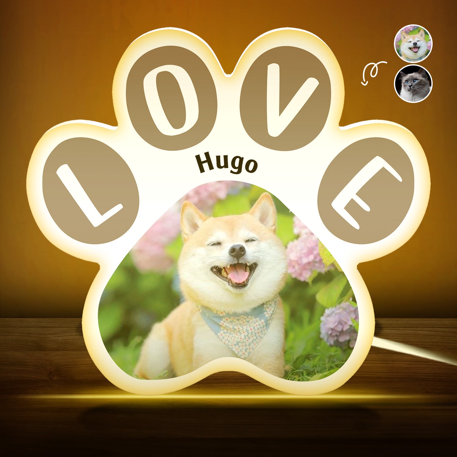 Custom Photo Lovely Pet Face - Gift For Pet Lovers, Pet Memorial - Personalized Custom Shaped Photo Light Box